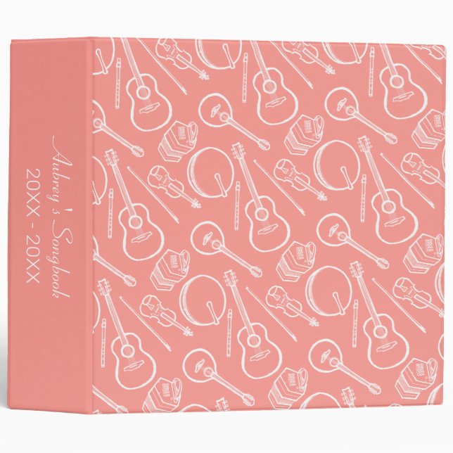 Custom Irish Music Instrument Pattern Binder (Front/Spine)