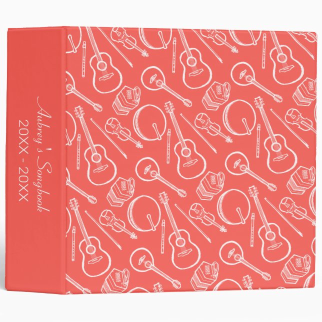 Custom Irish Music Instrument Pattern Binder (Front/Spine)