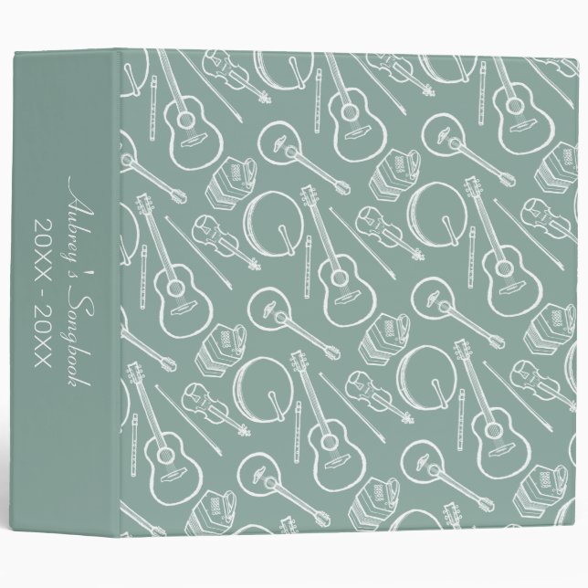 Custom Irish Music Instrument Pattern Binder (Front/Spine)