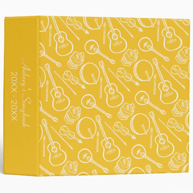 Custom Irish Music Instrument Pattern Binder (Front/Spine)