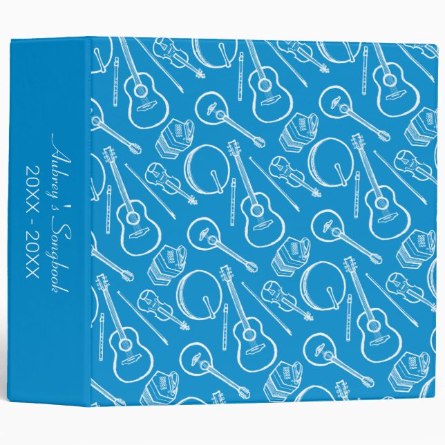 Custom Irish Music Instrument Pattern Binder (Front/Spine)