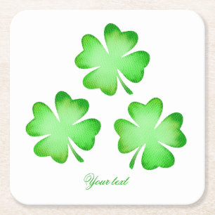 custom Irish st patrick's day clover green Square Paper Coaster