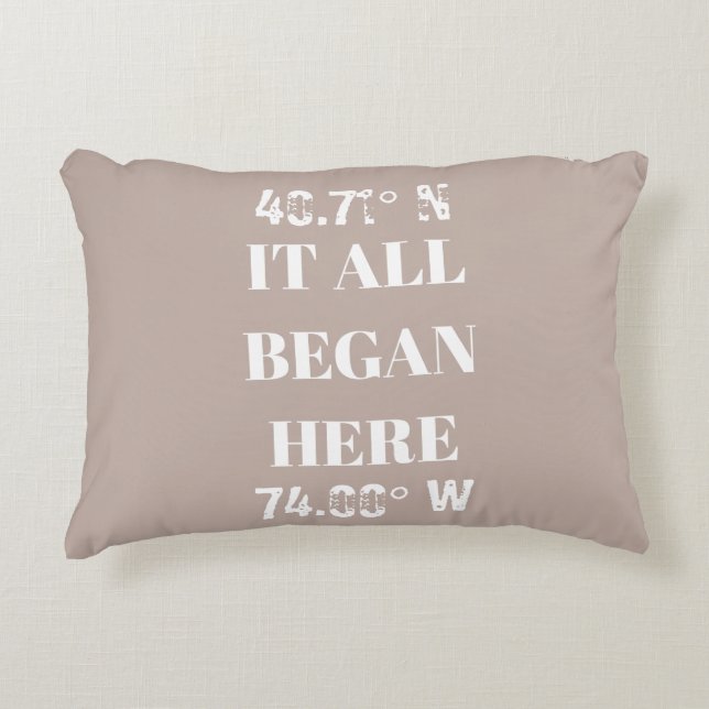 Custom It All Began Coordinates Accent Pillow (Front)