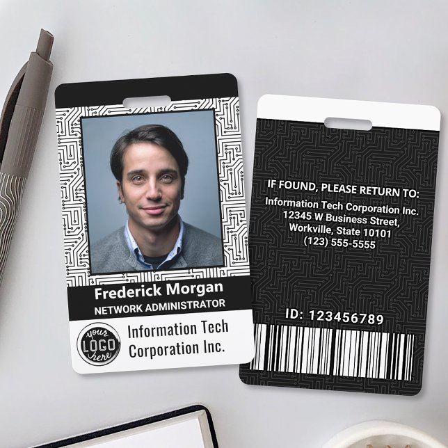 Custom IT Computer Employee Photo Bar Code Logo Badge (Creator Uploaded)