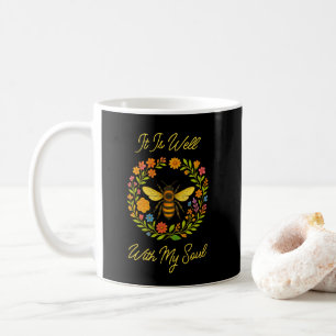 Custom "It Is Well With My Soul" Boho Honeybee Coffee Mug
