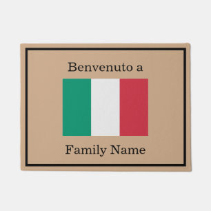 Custom Italian Flag Family Name Door Mat