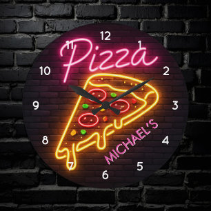 Custom Italian Pizzeria Pizza Kitchen / Restaurant Large Clock