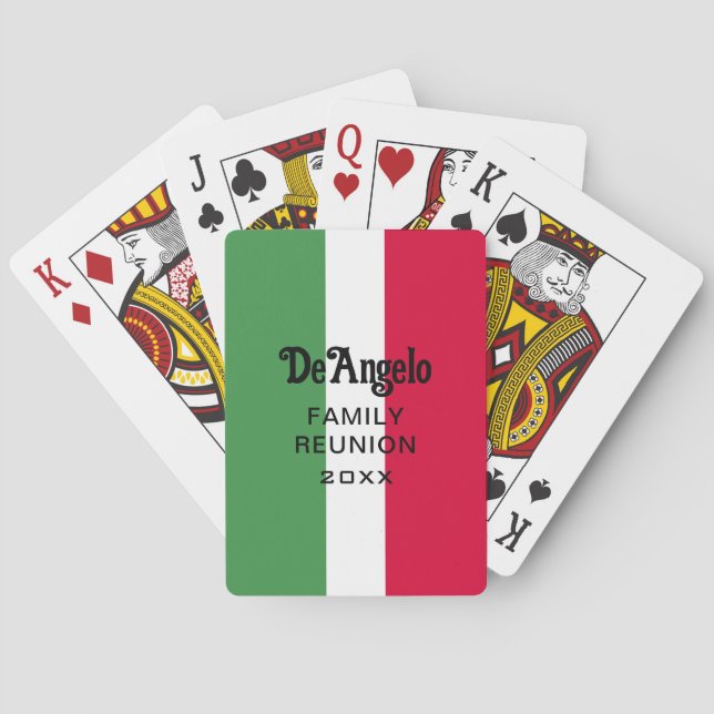 Custom Italian Surname Name Reunion Playing Cards (Back)