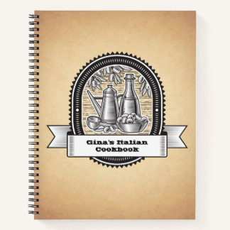 Custom Italian Themed Recipe Book, Cookbook Notebook