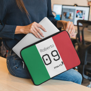 Custom Italy National Soccer Tricolore Personalise Laptop Sleeve