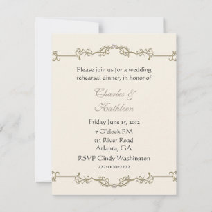 Custom Ivory Wedding Rehearsal Dinner Invitation