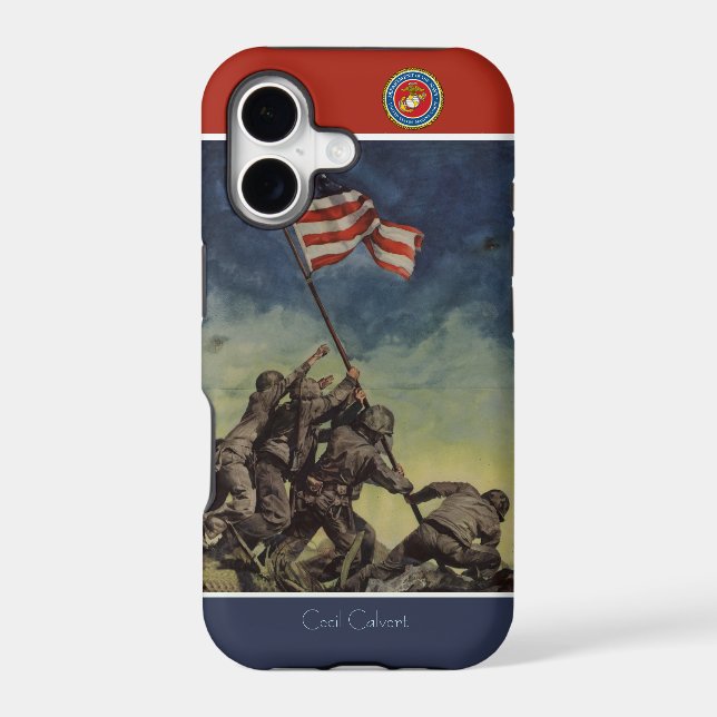 Custom Iwo Jima Flag Marines iPhone Case (Back)