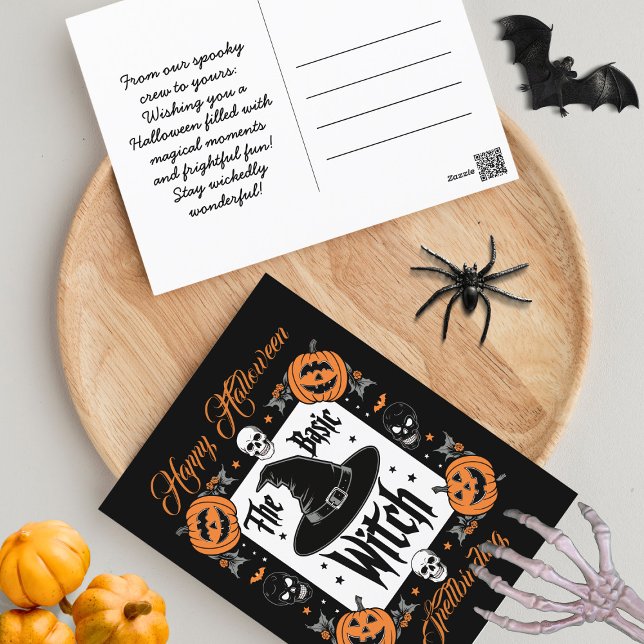 Custom Jack o Lantern Retro Basic Witch Halloween Postcard (Creator Uploaded)