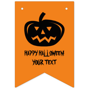 Custom jackolantern Halloween party bunting flags
