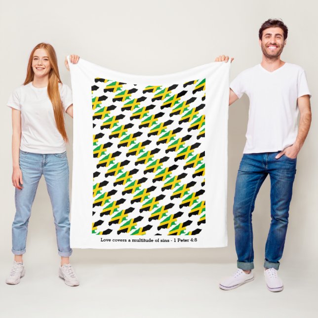 Custom Jamaica Map Fleece Blanket (In Situ)