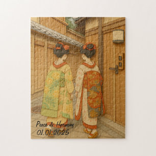 Custom Japan Travel Landscape Aesthetic Geisha  Jigsaw Puzzle