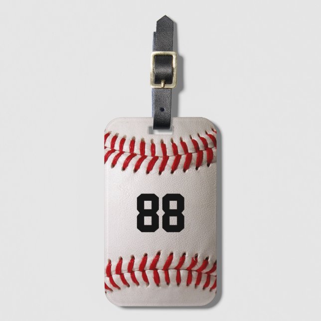 Custom Jersey Number Baseball Player Design Luggage Tag (Front Vertical)