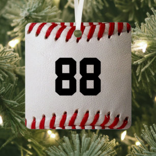 Custom Jersey Number Baseball Player Design Metal Ornament