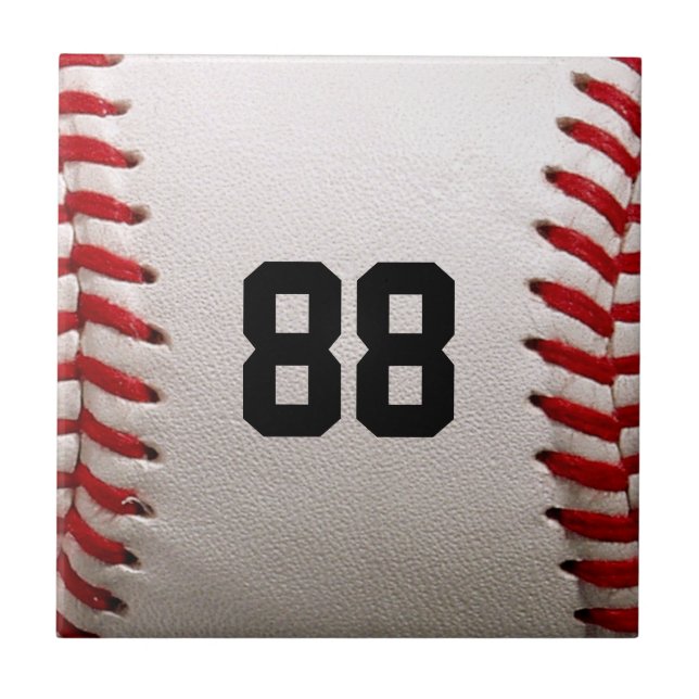 Custom Jersey Number Baseball Player Design Tile (Front)