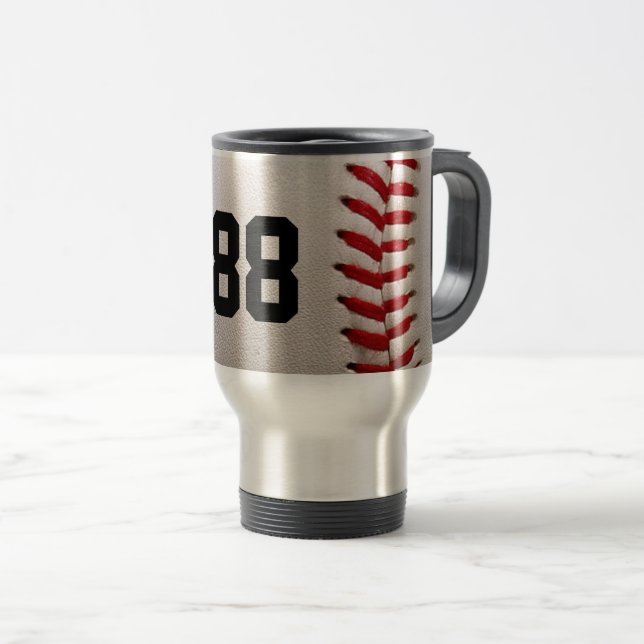 Custom Jersey Number Baseball Player Design Travel Mug (Front Right)