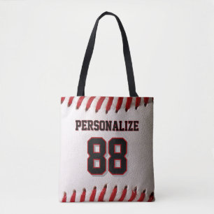Custom Jersey Number & Name Baseball Player Design Tote Bag