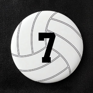 Custom Jersey Number Round Volleyball Button Pin