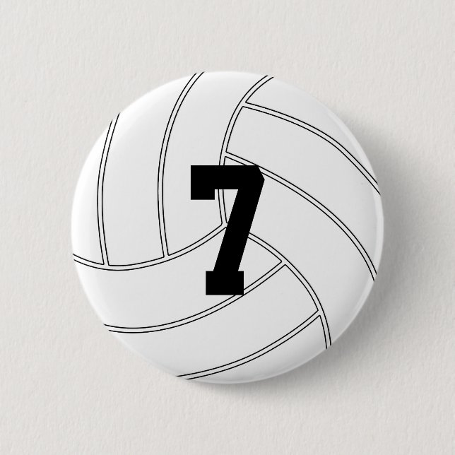 Custom Jersey Number Round Volleyball Button Pin (Front)
