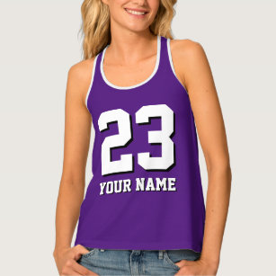 Custom jersey number sports tank top for women