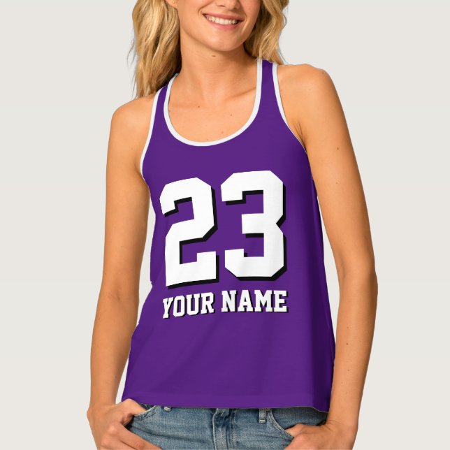 Custom jersey number sports tank top for women (Front)