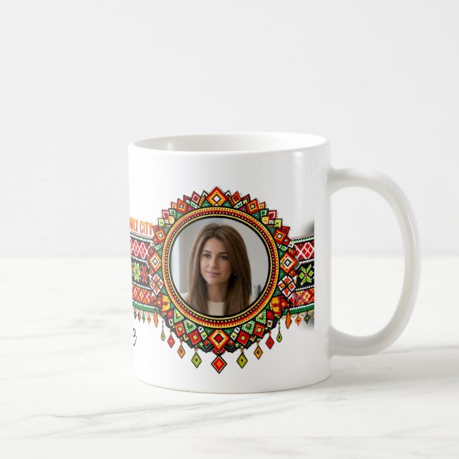 Custom Jerusalem Palestinian Embroidery Ceramic Mu Coffee Mug (Right)