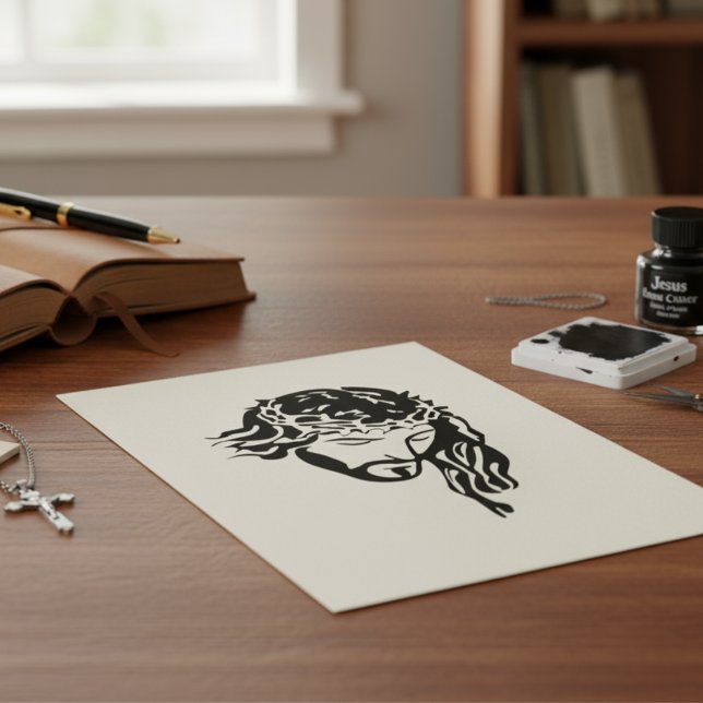 Custom Jesus Crown of Thorns Wooden Rubber Stamp (A timeless symbol of devotion.)