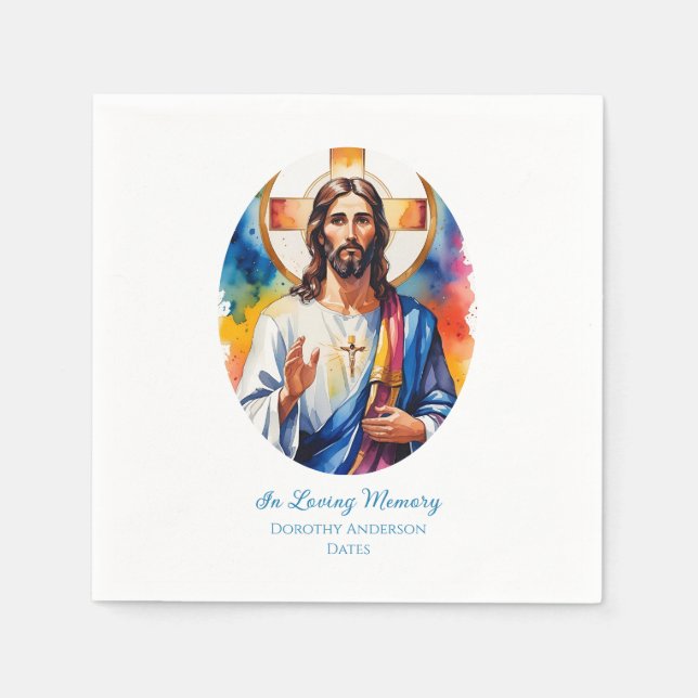 Custom Jesus Memorial Paper Plates Napkin (Front)