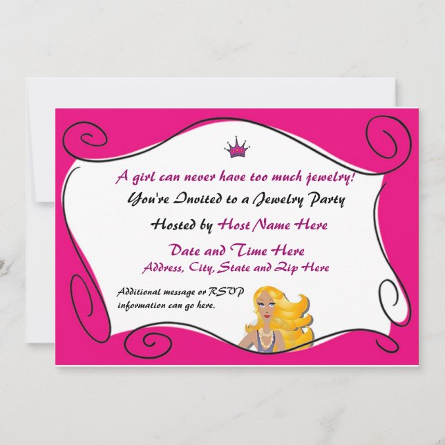 Custom Jewellery Party Invitations (Front)
