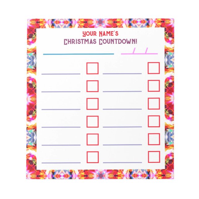 Custom Jolly Bright Christmas Planner Checklist Notepad (Front)