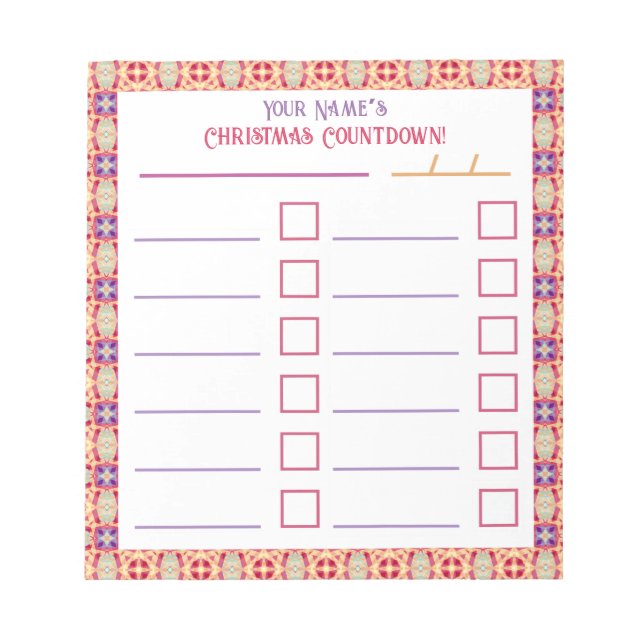Custom Jolly Bright Christmas Planner Checklist Notepad (Front)