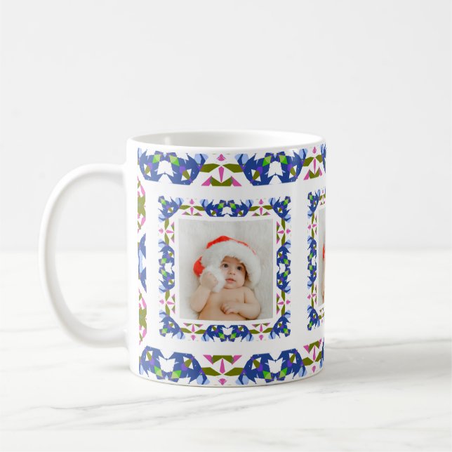 Custom Jolly Christmas Pattern Photo Picture Tea Coffee Mug (Left)