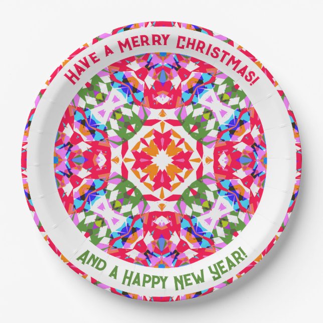 Custom Jolly Colorful Modern Christmas Kitchen Paper Plate (Front)