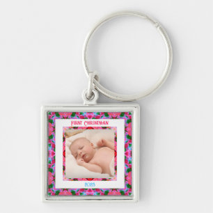 Custom Jolly Festive Christmas Photo Magnet Card Keychain