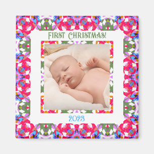 Custom Jolly Festive Christmas Photo Picture Frame Magnet