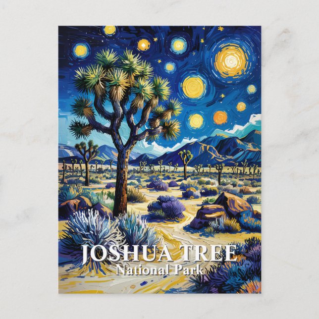 Custom Joshua Tree Van Gogh Starry Night Modern Postcard (Front)