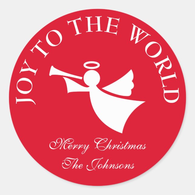 Custom joy to the world christmas angel stickers (Front)