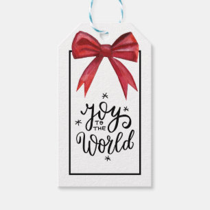 Custom "Joy to the World" Christmas Holiday Bow Gift Tags