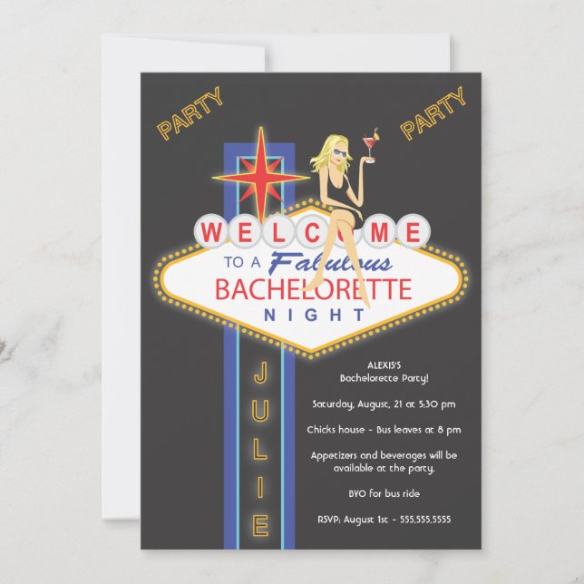Custom Julie_Girls Night Out Bachelorette Invitation (Front)