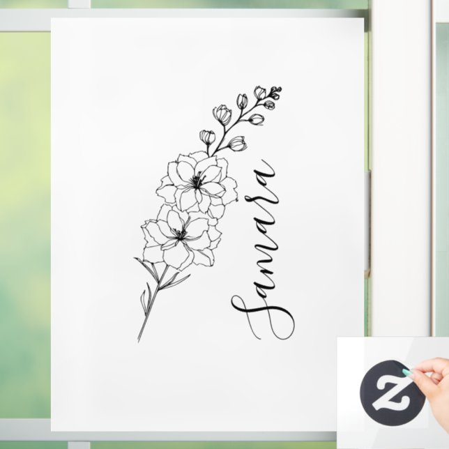 Custom July Delphinium Birth Flower Gift for Birth Window Cling (Home)