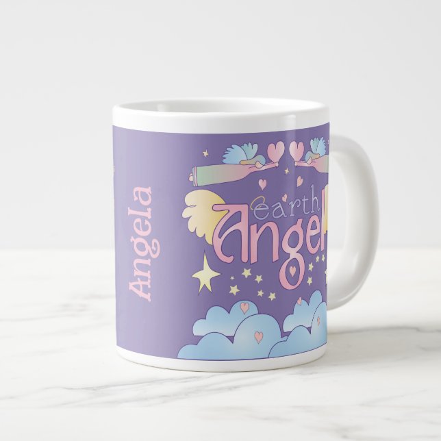 Custom Jumbo Earth Angel Mug – Pastel Heaven (Front Right)