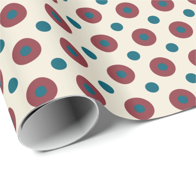 Custom Jumbo Red Blue Polka Dots on White Giftwrap Wrapping Paper (Roll Corner)
