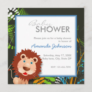 Custom jungle lion baby shower invitation