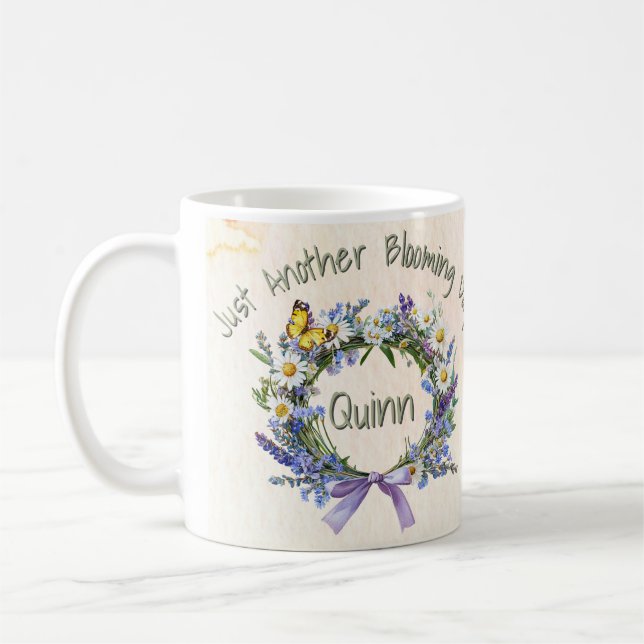 Custom Just Another Blooming Day Herb & Wildflower Coffee Mug (Left)