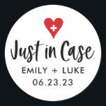 Custom Just in Case Wedding Recovery Kit  Classic Round Sticker<br><div class="desc">Custom Just in Case Wedding Recovery Kit Classic Round Sticker . 

Have fast and easy party favour bags without the high price. This Custom Just in Case Wedding Recovery Kit Classic Round Sticker is the perfect way to make the event you are planning #unforgettable!</div>