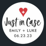 Custom Just in Case Wedding Recovery Kit  Classic Round Sticker<br><div class="desc">Custom Just in Case Wedding Recovery Kit Classic Round Sticker . 

Have fast and easy party favour bags without the high price. This Custom Just in Case Wedding Recovery Kit Classic Round Sticker is the perfect way to make the event you are planning #unforgettable!</div>